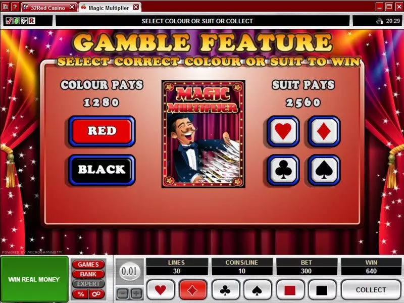 Gamble Screen - Magic Multiplier Microgaming Slots Game