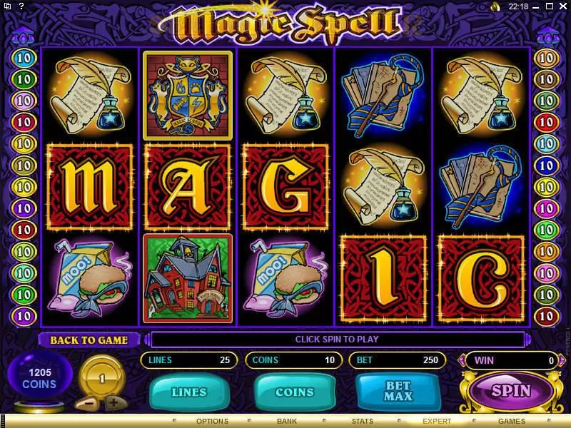 Main Screen Reels - Magic Spell Microgaming Slots Game