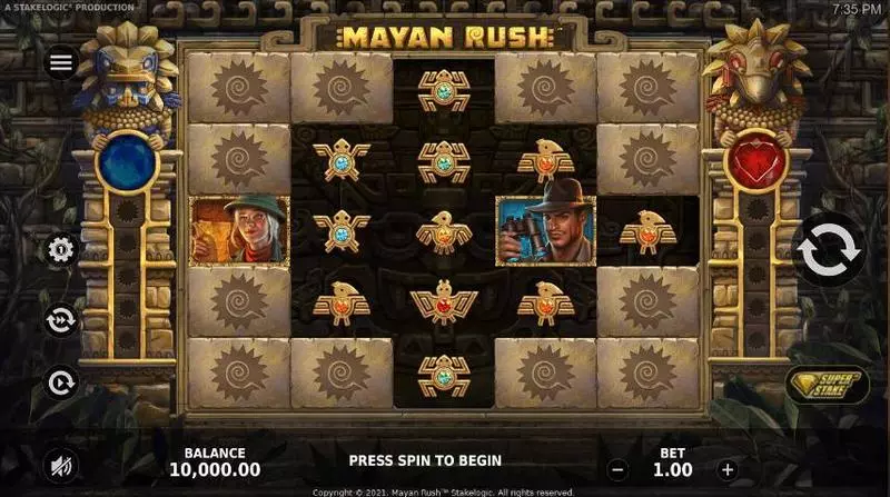 Main Screen Reels - Mayan Rush StakeLogic Slots Game