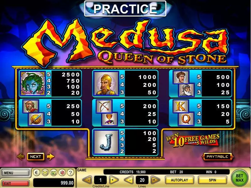 Info and Rules - Medusa GTECH Slots Game