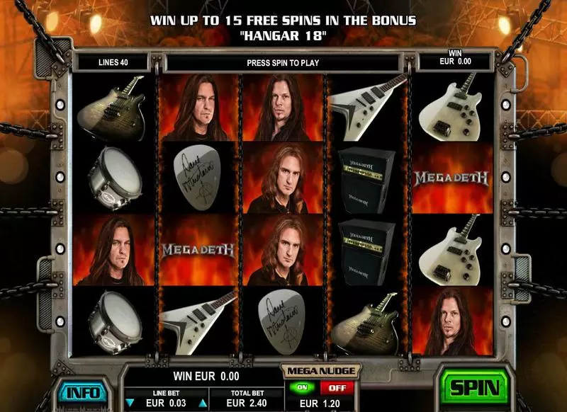 Main Screen Reels - Megadeth Leander Games Slots Game
