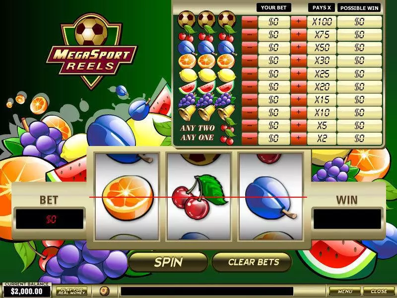 Main Screen Reels - MegaSport Reels PlayTech Slots Game