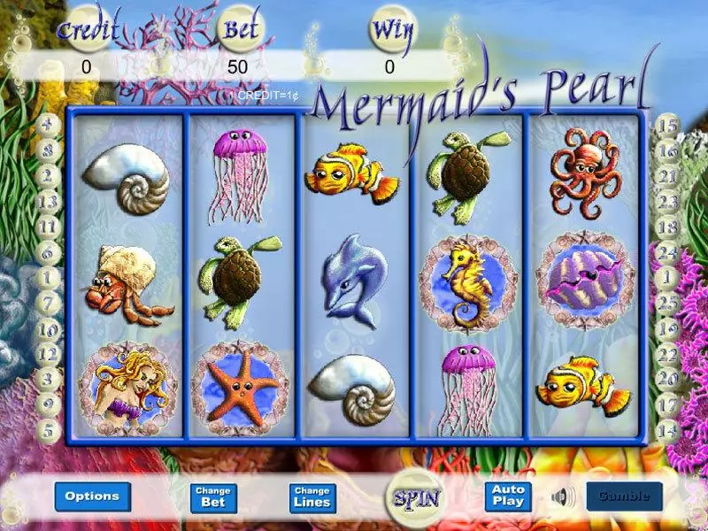 Main Screen Reels - Mermaid's Pearl Eyecon Slots Game