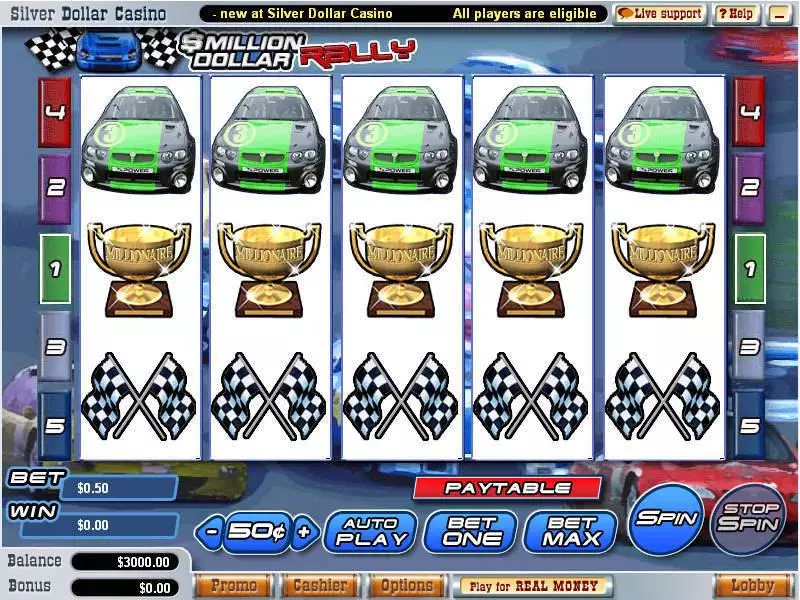 Main Screen Reels - Million Dollar Rally WGS Technology Slots Game