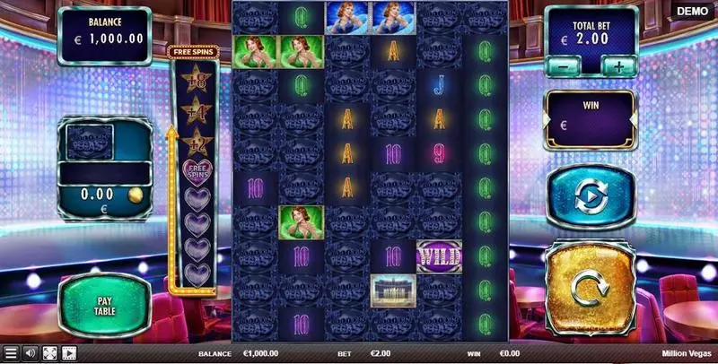 Main Screen Reels - Million Vegas Red Rake Gaming Slots Game
