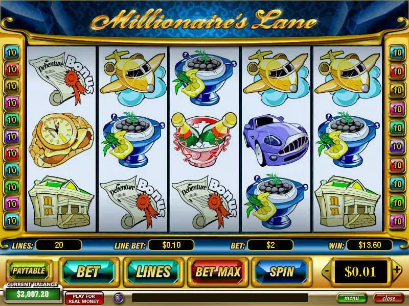 Main Screen Reels - Millionaire's Lane PlayTech Slots Game