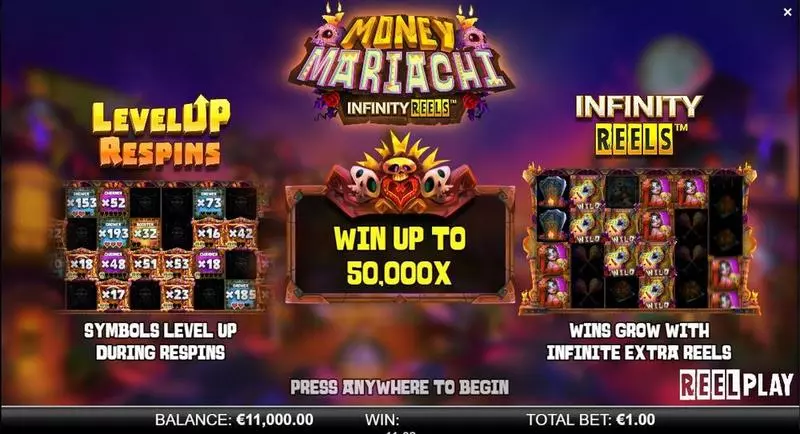 Info and Rules - Money Mariachi Infinity Reels ReelPlay Slots Game