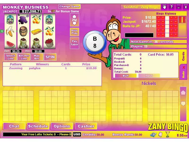 Main Screen Reels - Monkey Business Mini Byworth Slots Game