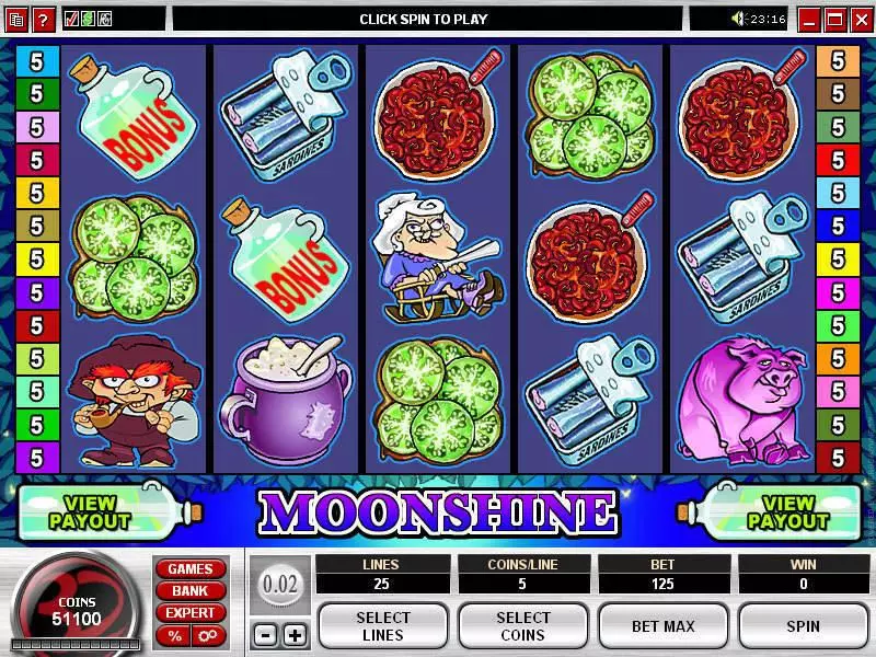 Main Screen Reels - Moonshine Microgaming Slots Game