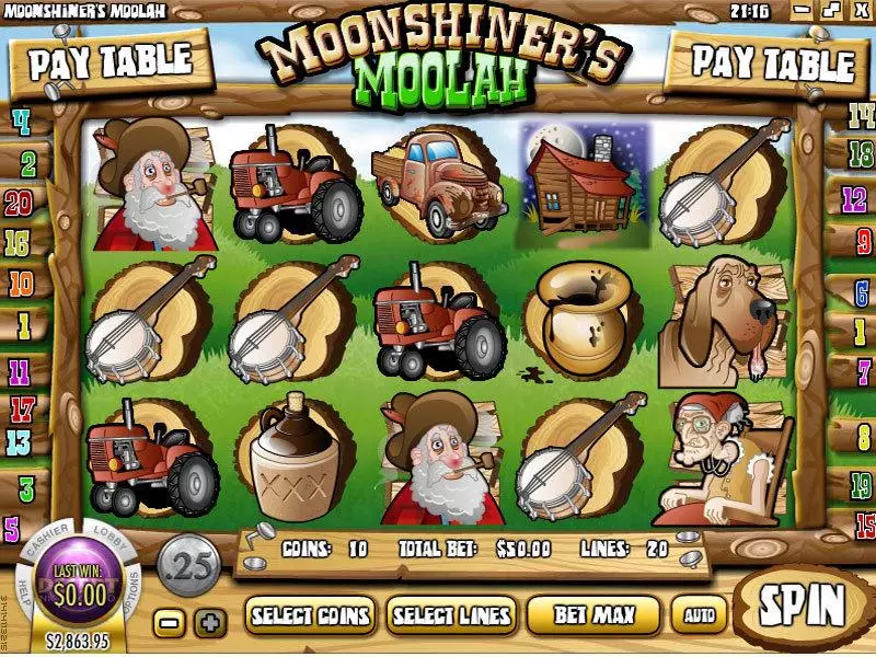 Main Screen Reels - Moonshiners Moolah Rival Slots Game