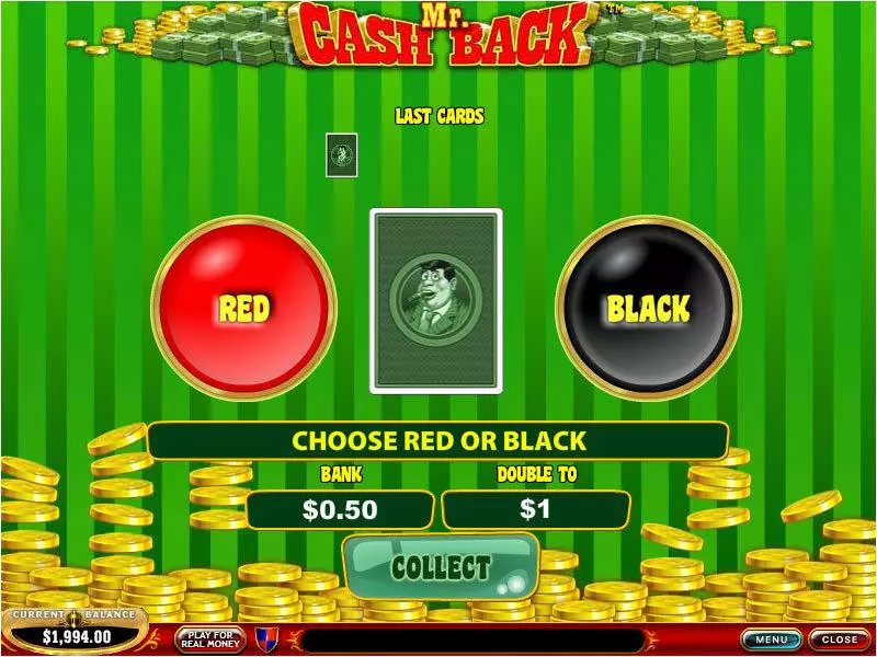 Gamble Screen - Mr. Cashback PlayTech Slots Game