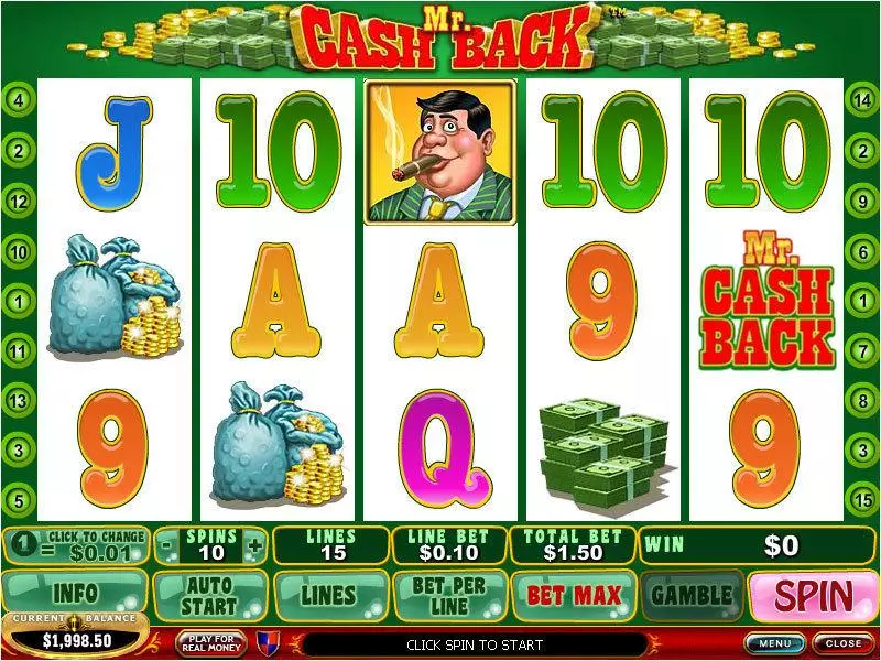 Main Screen Reels - Mr. Cashback PlayTech Slots Game