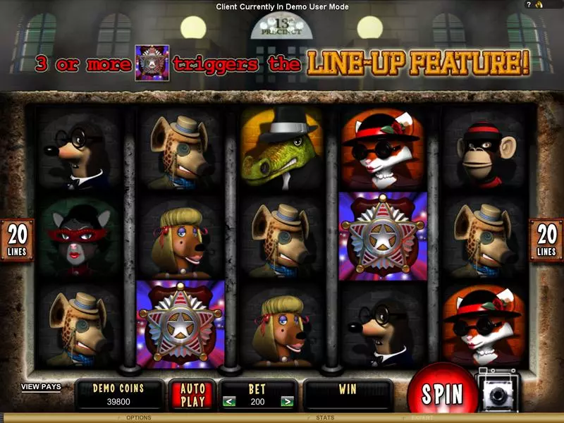 Main Screen Reels - Mugshot Madness Microgaming Slots Game