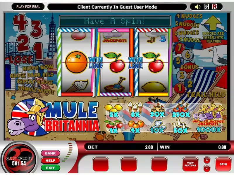 Main Screen Reels - Mule Britannia Microgaming Slots Game
