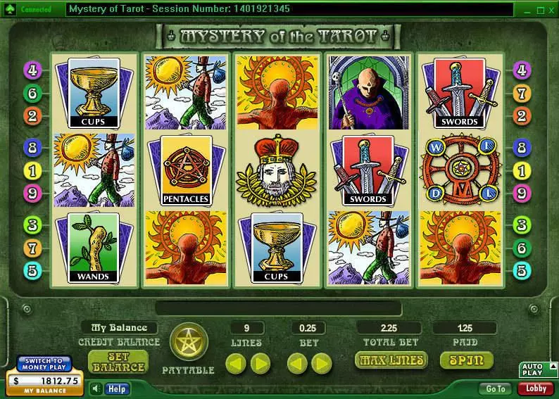 Main Screen Reels - Mystery of the Tarot 888 Slots Game