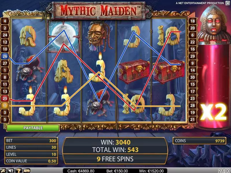 Bonus 1 - Mythic Maiden NetEnt Slots Game