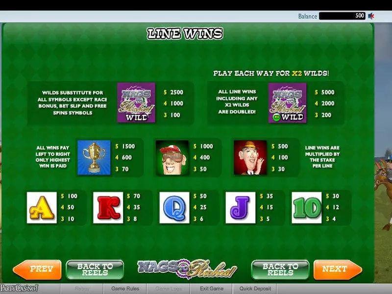 Info and Rules - Nags to Riches Ash Gaming Slots Game