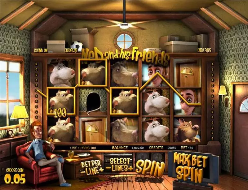 Main Screen Reels - Ned and his Friends BetSoft Slots Game
