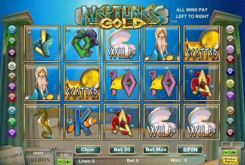 Main Screen Reels - Neptune's Gold Amaya Slots Game