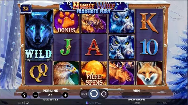 Main Screen Reels - Night Wolf – Frostbite Fury Spinomenal Slots Game