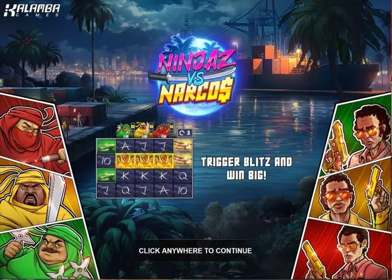 Introduction Screen - Ninjaz vs Narcos Kalamba Games Slots Game