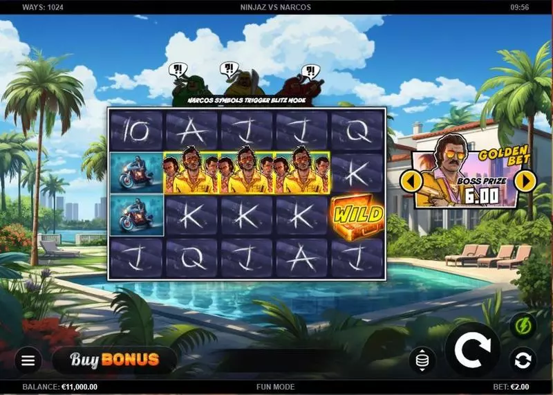 Main Screen Reels - Ninjaz vs Narcos Kalamba Games Slots Game