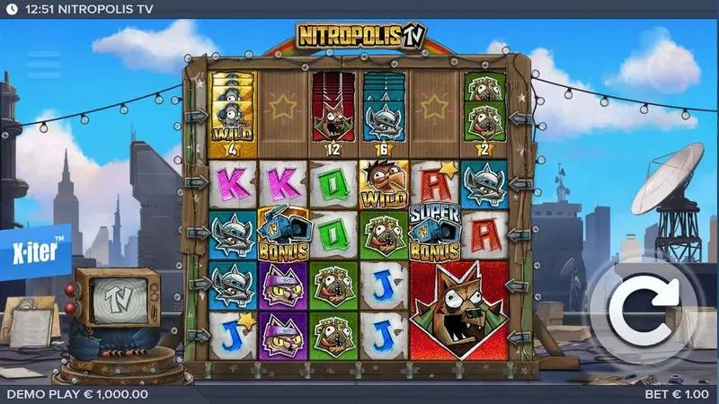 Main Screen Reels - Nitropolis TV Elk Studios Slots Game