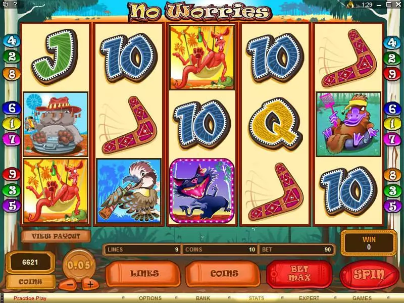 Main Screen Reels - No Worries Microgaming Slots Game