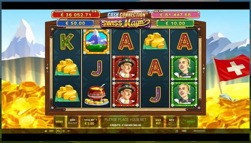 Main Screen Reels - NovoSDK Cash Connection - Swiss Magic Greentube Slots Game
