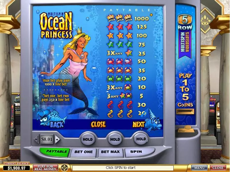 Info and Rules - Ocean Princess PlayTech Slots Game