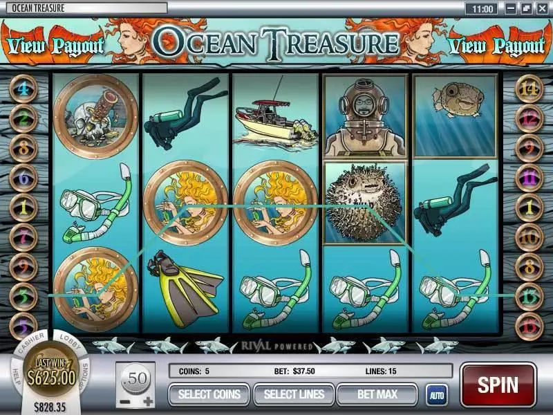 Main Screen Reels - Ocean Treasure Rival Slots Game