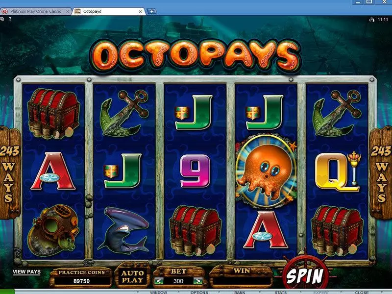Main Screen Reels - Octopays Microgaming Slots Game