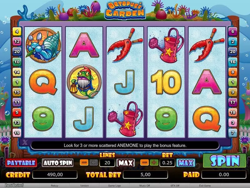 Main Screen Reels - Octopus's Garden bwin.party Slots Game