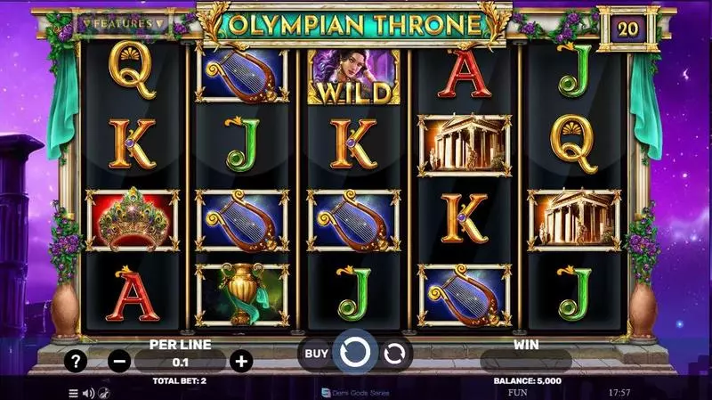 Main Screen Reels - Olympian Throne Spinomenal Slots Game