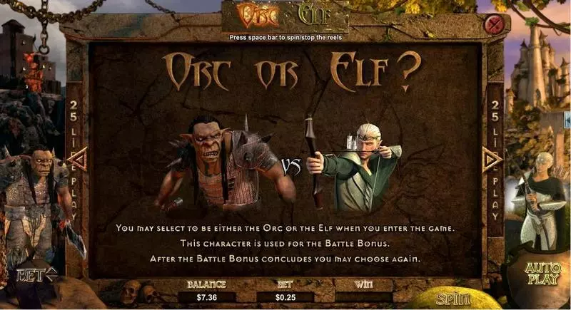 Info and Rules - Orc vs Elf RTG Slots Game