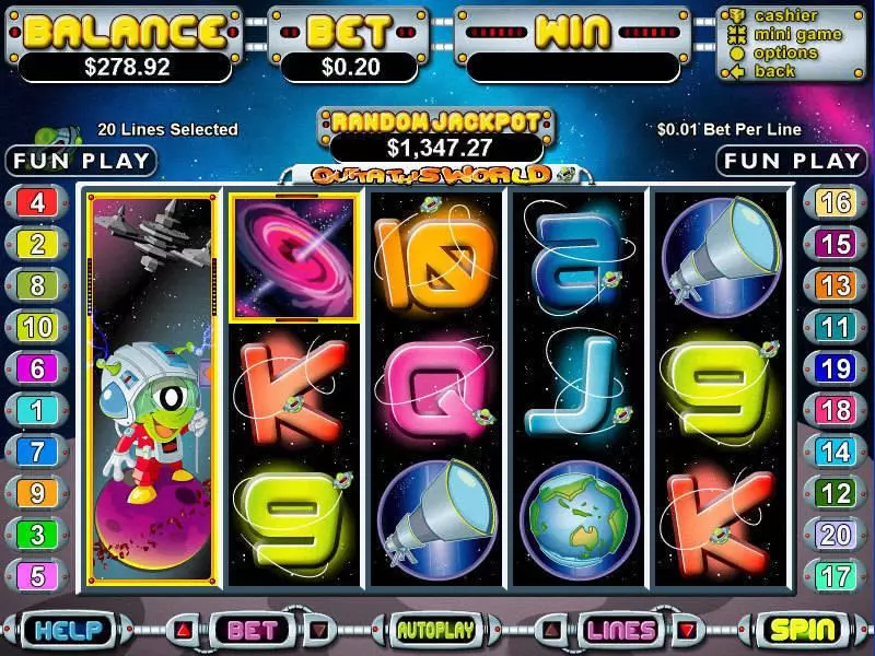 Main Screen Reels - Outta This World RTG Slots Game