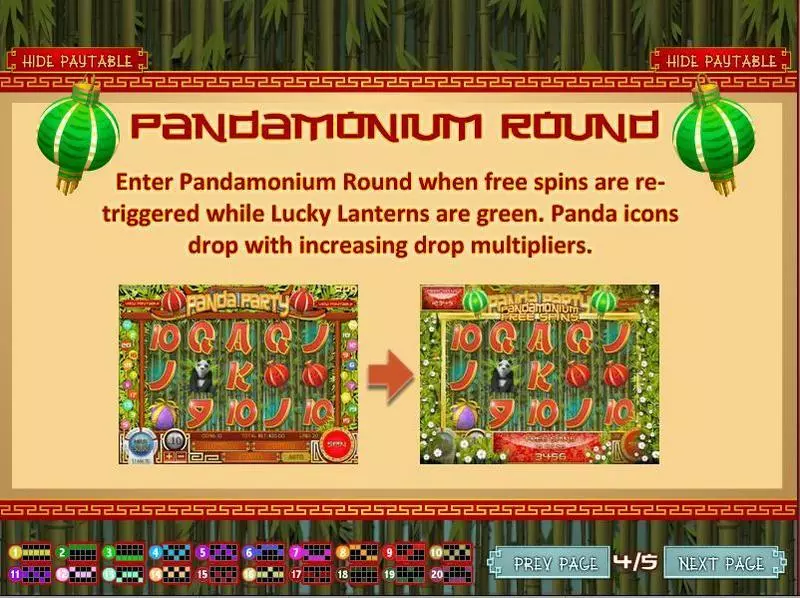 Info and Rules - Panda Party Rival Slots Game