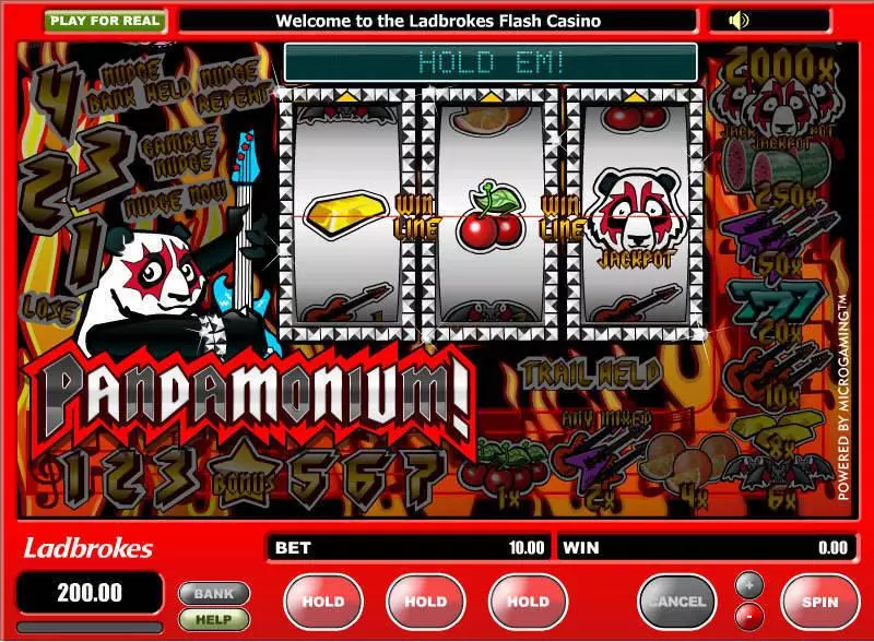 Main Screen Reels - Pandamonium Microgaming Slots Game