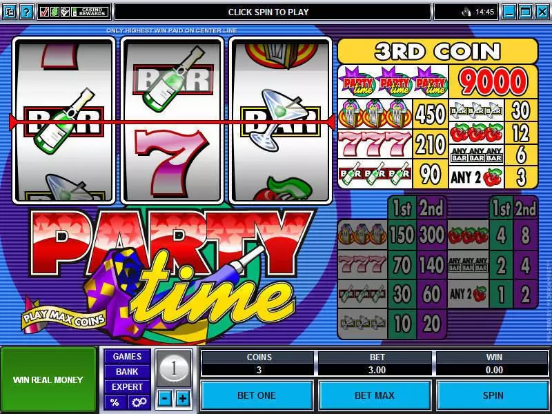 Main Screen Reels - Party Time Microgaming Slots Game