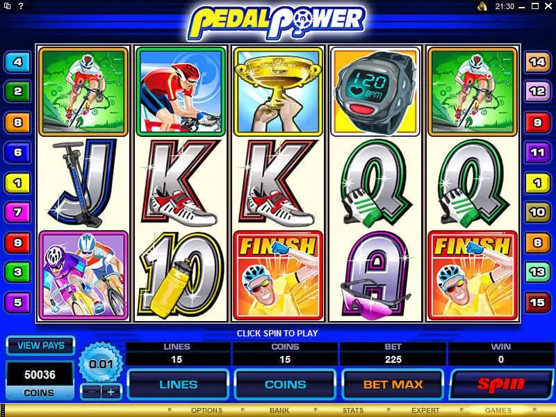 Main Screen Reels - Pedal Power Microgaming Slots Game