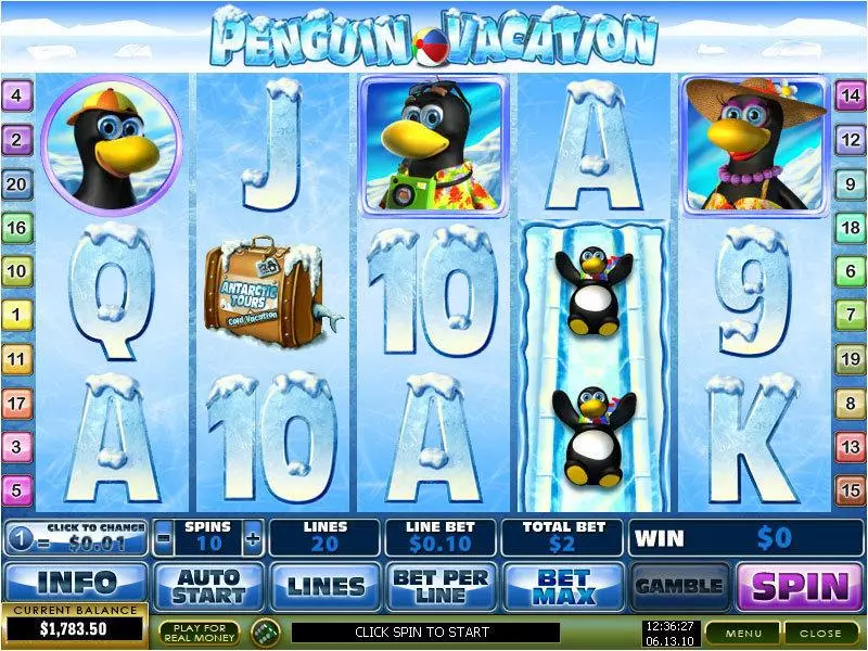 Main Screen Reels - Penguin Vacation PlayTech Slots Game