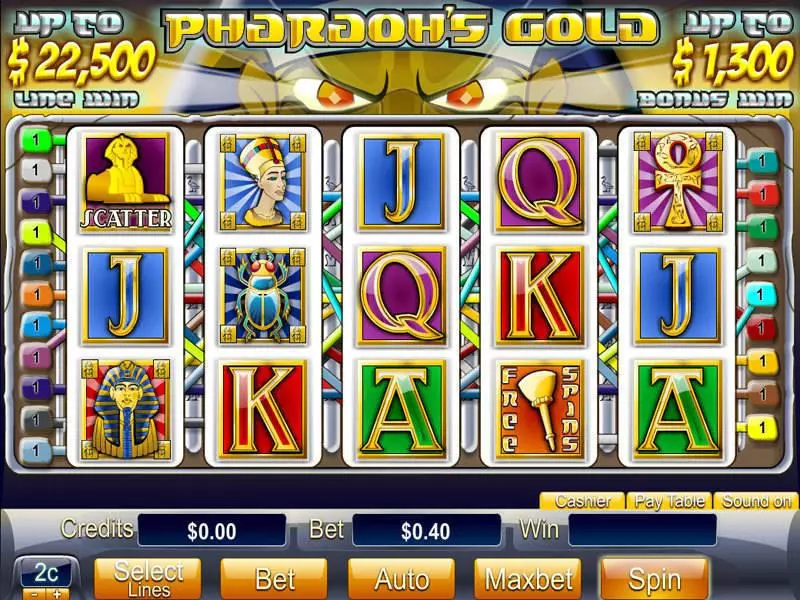 Main Screen Reels - Pharaoh's Gold Byworth Slots Game