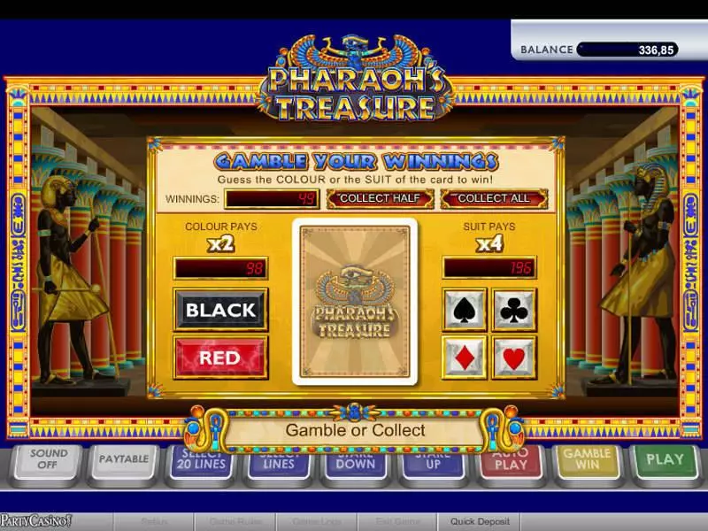Gamble Screen - Pharaoh's Treasure bwin.party Slots Game