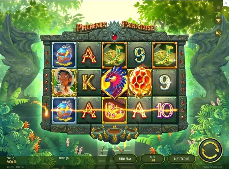 Main Screen Reels - Phoenix Paradise Thunderkick Slots Game