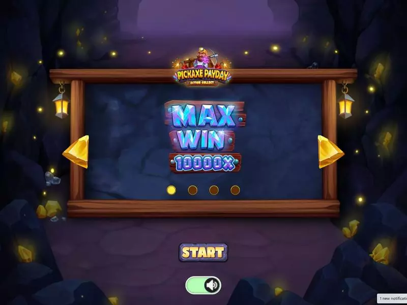 Introduction Screen - Pickaxe Payday Action Collect Four Leaf Gaming Slots Game