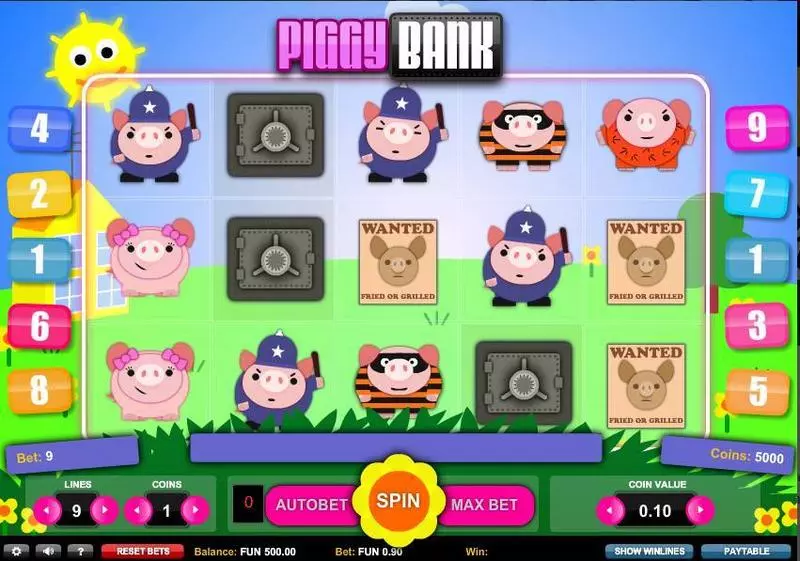 Main Screen Reels - Piggy Bank 1x2 Gaming Slots Game