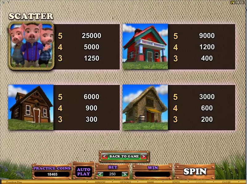 Info and Rules - Piggy Fortunes Microgaming Slots Game