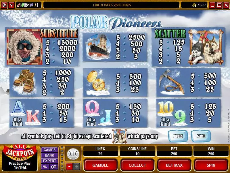 Info and Rules - Polar Pioneers Microgaming Slots Game