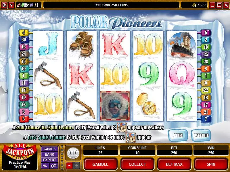 Main Screen Reels - Polar Pioneers Microgaming Slots Game