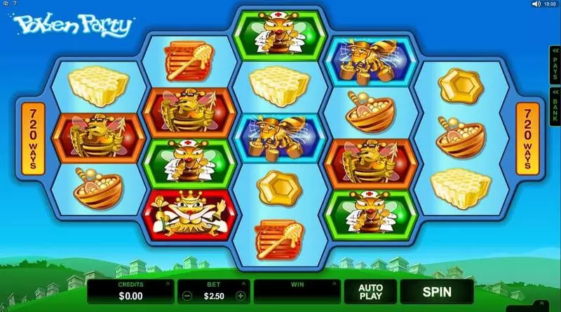Main Screen Reels - Pollen Party Microgaming Slots Game
